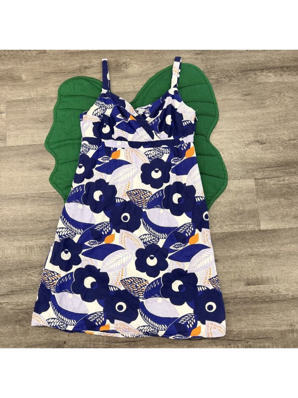 Boden Womens 8 Blue Mod Floral Print Empire Waist Cami A-Line Mini Dress